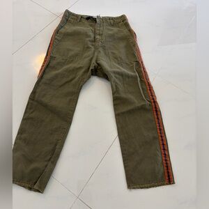 Nili Lotan Cropped French Military Pants 00 Side Tape Army Olive Green